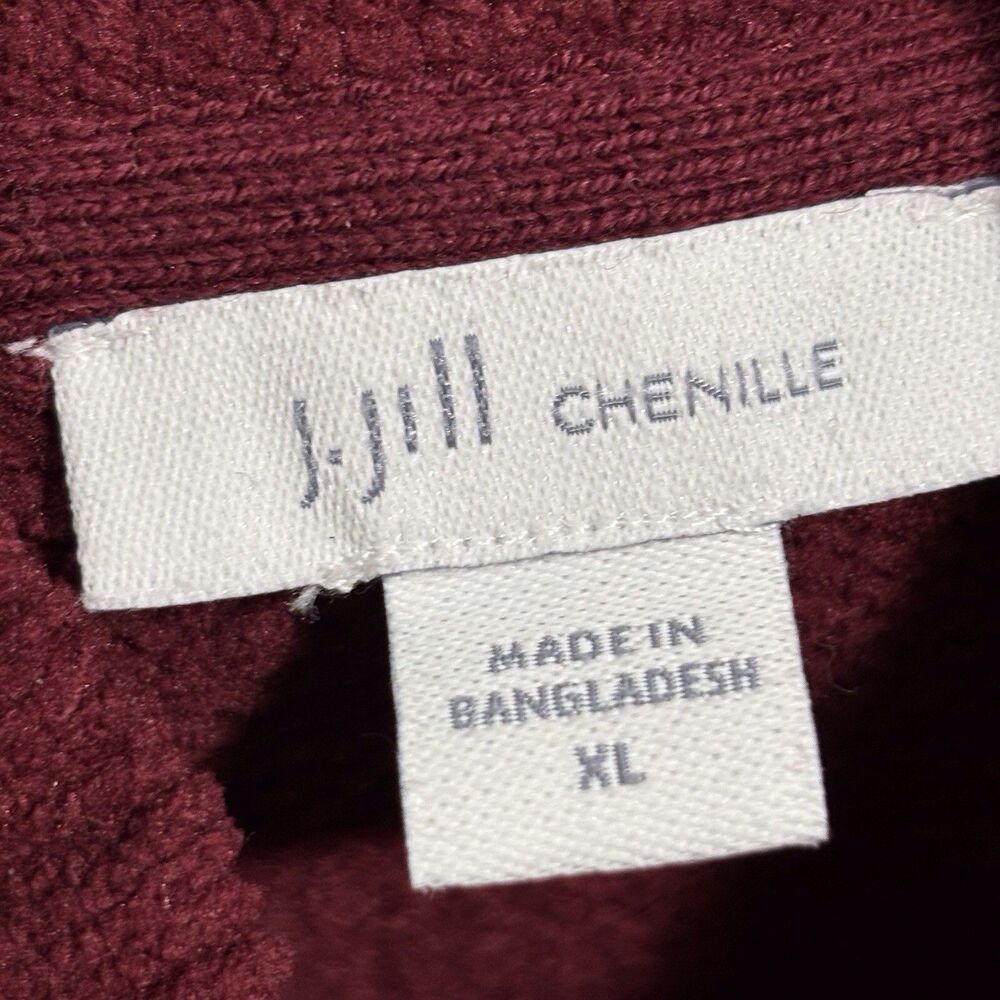 J Jill Chenille Oversized Sweater XL Burgundy Drop Shoulder Mock Neck Pockets - Picture 6 of 10
